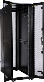 Шкаф серверный ПРОФ напольный 42U (600x1000) дверь перфор. 2 шт., черный, в сборе от компании Гринпоинт