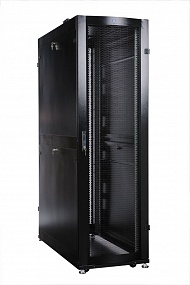 Шкаф серверный ПРОФ напольный 42U (600x1000) дверь перфор., задние двойные перфор., черный, в сборе от компании Гринпоинт
