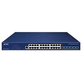  Управляемый Ethernet коммутатор L3 24-Port 2.5GBASE-T 802.3bt PoE + 6-Port 10GBASE-X SFP+ PLANET MGS-6311-24UPL6X